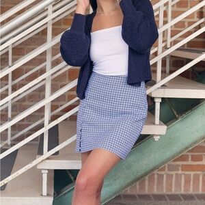 NWT Francesca’s Wendie Plaid Mini Skirt Style: WS30841 Side Buttons Blue Medium
